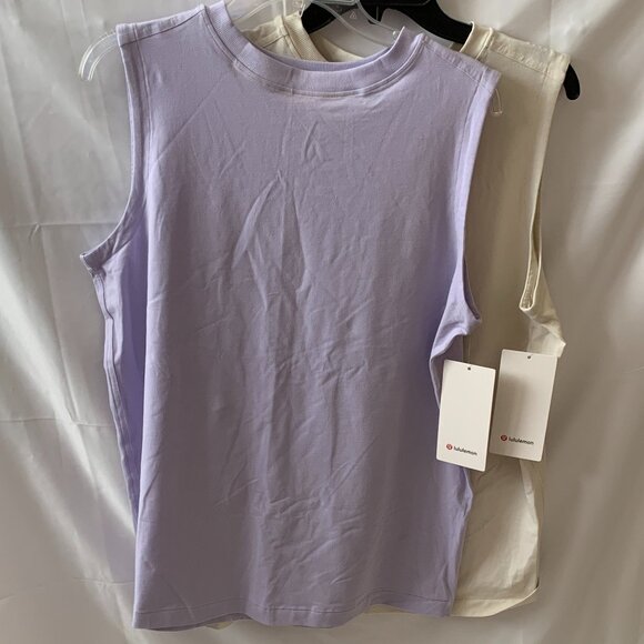 LULULEMON All Yours Organic Cotton Tank Tops SET (2 PIECES) Sz LARGE - Picture 1 of 6